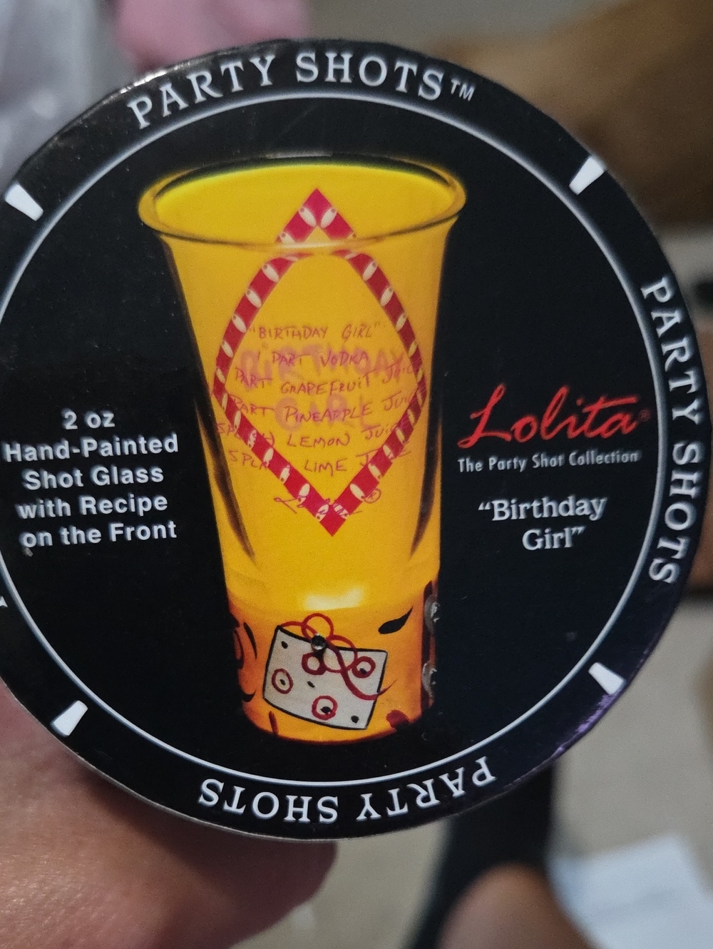 Lolita Yellow Hand-Painted Party Shot Glass with Festive Accents